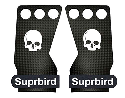 SUPRBIRD Calleras para Crossfit - Grips 3H Fibra de Carbono – Guantes de Gimnasio para Protección de Manos - Diseño 2020 Ergonómico Hombre y Mujer - Gym Fitness Halterofilia