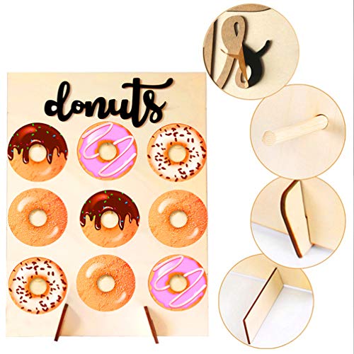 Supvox Expositor de Donuts de Madera Soporte de Donuts para Cumpleaños Boda Bienvenida al Bebé