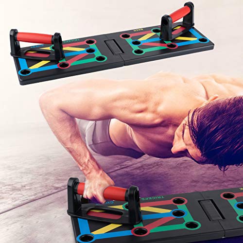 Surplex 9 en 1 Push Up Rack Board System Plegable Push Up Tabla Board Fitness Entrenamiento Gimnasio Ejercicio Stands para el Aptitud Ejercicio Entrenamiento Muscular del Cuerpo Deporte Gimnasio hogar