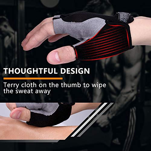 SUXMAN Guantes Bici, Guantes Bicicleta Montaña, Guantes MTB, Guantes Moto Verano, Guantes Gimnasio para Hombres Mujeres de Medio-Dedo Antideslizante