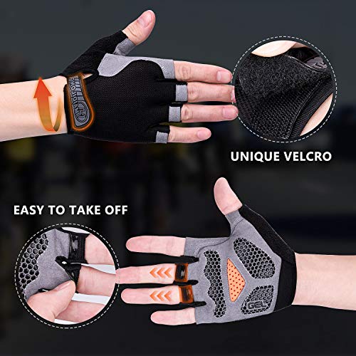 SUXMAN Guantes Bici, Guantes Bicicleta Montaña, Guantes MTB, Guantes Moto Verano, Guantes Gimnasio para Hombres Mujeres de Medio-Dedo Antideslizante