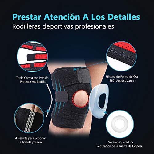 Suxman Rodilleras Deportivas Ajustable, Rodillera Rotuliana Profesional Antideslizante, Apoyo para Menisco, Crossfit, Motocross, Voleibol, Trabajo, fútbol, Ortopédicas, Baloncesto, ACL(Rótula Abierta)