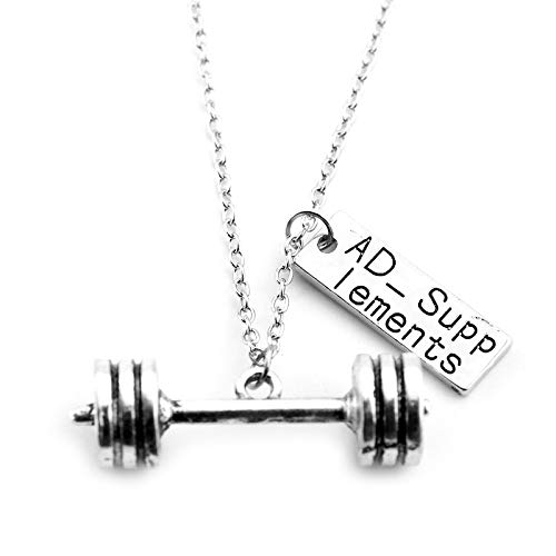 SWAOOS Fitness Muscle Man Collar de Levantamiento de Pesas Creativo Fuerte es Hermoso Gimnasio Barbell Kettlebell Colgante Collares