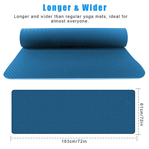 Swonuk Esterilla de Yoga, 183x61x0.6 cm colchoneta de Yoga Gruesa Antideslizante para Pilates/Deporte/Gimnasio (Azul) …