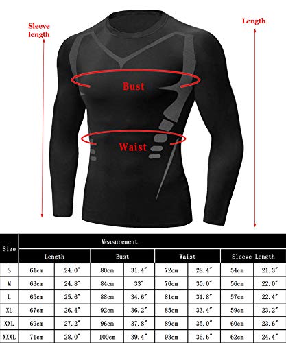 Sykooria Camiseta de Compresión Deportiva para Hombre, Camisa Deportiva Básica de Manga Larga Transpirable y de Secado Rápido, Correr Gym Entrenamiento Ciclismo