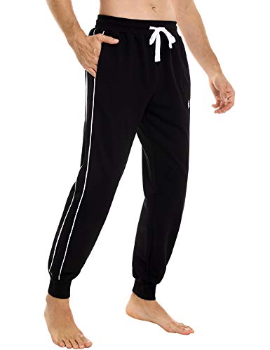 Sykooria Pantalones Largos Deportivos para Hombre Pantalón Chándal de Algodón Cintura Ajustable con Bolsillo y Raya Jogger Fitness Correr Casual