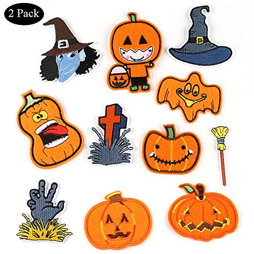 Sylbx Parche Ropa, 2 * 11pcs parches Halloween Patch Sticker, DIY Ropa Parches Termoadhesivos, Decorativos Parches Apliques, Bordados Aplique, Iron-on Patches, per jeans camiseta bolsas sombrero