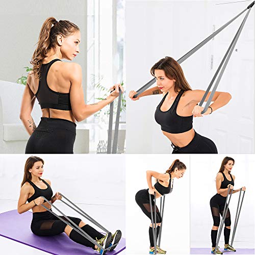 SYOSIN Bandas Elásticas Fitness, Bandas de Resistencia Musculacion, 3 Nivel de Resistencia para Gluteos, Cadera, Piernas, Brazos, Yoga, Pilates, Crossfit con Bolsa de Almacenamiento (Grey)