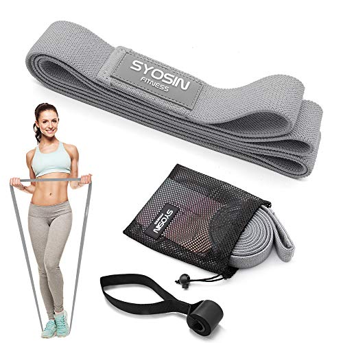 SYOSIN Bandas Elásticas Fitness, Bandas de Resistencia Musculacion, 3 Nivel de Resistencia para Gluteos, Cadera, Piernas, Brazos, Yoga, Pilates, Crossfit con Bolsa de Almacenamiento (Grey)