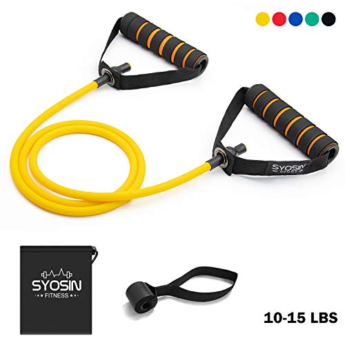 SYOSIN Elásticos de fitness, Banda de resistencia al ejercicio con tubo Profesional, Ideal for Physical Therapy, Strength Training, Muscle Toning, Bolsa de almacenamiento de anclaje de puerta incluida