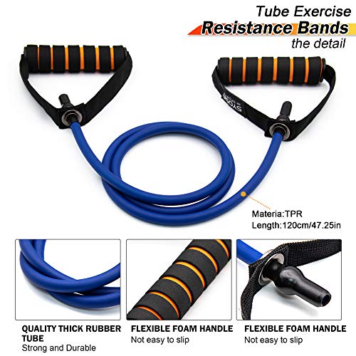 SYOSIN Elásticos de fitness, Banda de resistencia al ejercicio con tubo Profesional, Ideal for Physical Therapy, Strength Training, Muscle Toning, Bolsa de almacenamiento de anclaje de puerta incluida