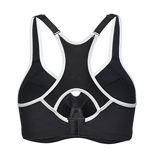 SYROKAN - Sujetador Deportivo de Alto Impacto con Aros y Fina Espuma para Mujer Negro ES:95D (EU 80D)