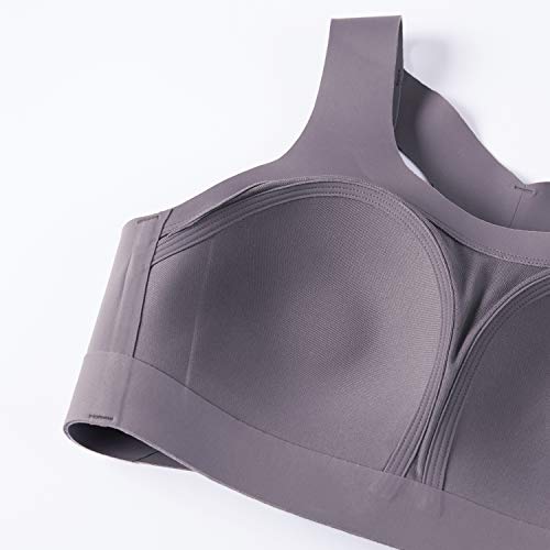 SYROKAN Sujetador Deportivo de Alto Impacto para Mujer Sin Aros Gris 100E