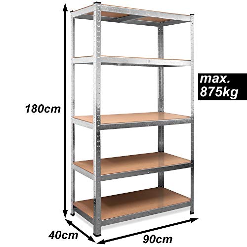 T-LoVendo 2X30.10 Set de 2 Estanterías Metálicas Galvanizadas 875Kg 5 Baldas (2 Unidades), Multicolor, Talla Única