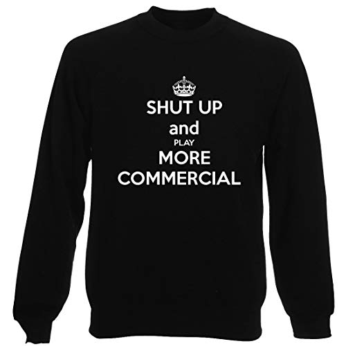 T-Shirtshock Sudadera por Hombre Negro TKC4085 Shut UP and Play More Commercial