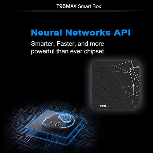 T95 MAX TV BOX, Android 9.0 Smart BOX 4GB RAM 32GB ROM Allwinner H6 CPU de cuatro núcleos Cortex-A53 Mali-T720 MP2 GPU 6K 4K H.265 Resolución 100M LAN Enternet 2.4GHz WiFi USB 3.0 Reproductor de video