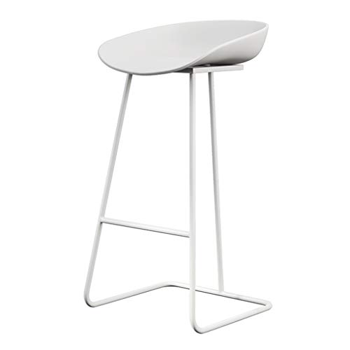 Taburete de Bar Arte de Hierro Desayuno Silla Alta con Las piernas de Soporte Blanco para café/Dormitorio/Sala de Estar/balcón (Altura sentada: 65/70 / 75cm)