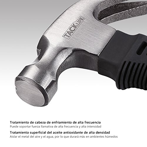 TACKLIFE Martillo, Martillo de Carpintero, Martillo Pequeño con Cabezal Magnético, Empuñadura Ergonómico de TPR con Agujero, Caucho Antioxidante y Antideslizante Termoplástico-HMH2A