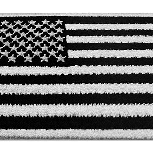 Táctico Bandera estadounidense Estados Unidos de America Emblema Uniforme militar Parche Bordado de Aplicación con Plancha, Blanco negro