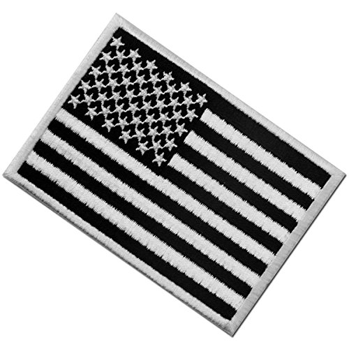 Táctico Bandera estadounidense Estados Unidos de America Emblema Uniforme militar Parche Bordado de Aplicación con Plancha, Blanco negro