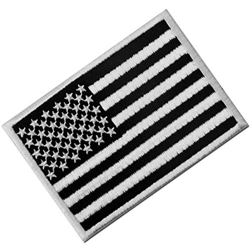 Táctico Bandera estadounidense Estados Unidos de America Emblema Uniforme militar Parche Bordado de Aplicación con Plancha, Blanco negro