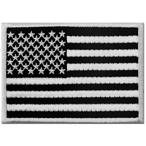 Táctico Bandera estadounidense Estados Unidos de America Emblema Uniforme militar Parche Bordado de Aplicación con Plancha, Blanco negro