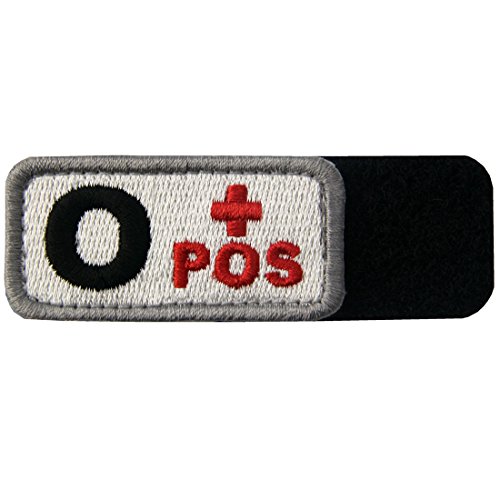 Táctico Tipo O positivo Tipo de sangre emblema Broche Bordado de Gancho y Parche de Gancho y bucle de cierre, Negro rojo