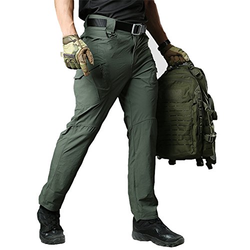 TACVASEN Pantalones de cargo para hombre, elásticos, pantalones de trabajo, para exteriores, para paintball, airsoft, para verano, tiempo libre, campo, militar, verde