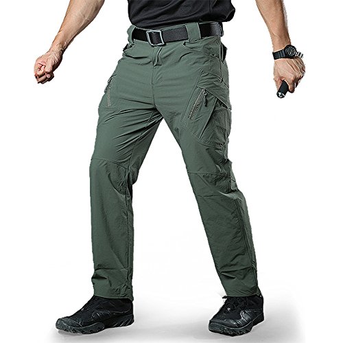 TACVASEN Pantalones de cargo para hombre, elásticos, pantalones de trabajo, para exteriores, para paintball, airsoft, para verano, tiempo libre, campo, militar, verde