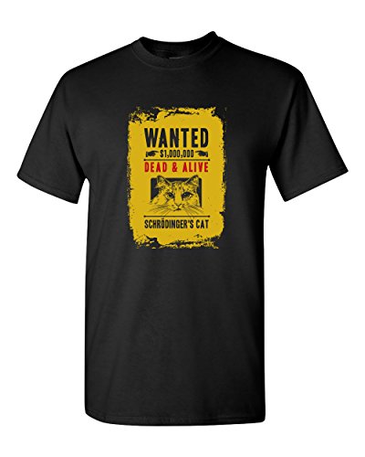 TAILAD Schrodinger's Cat Wanted Dead & Alive Funny Physics Science Mens T-shirt Black