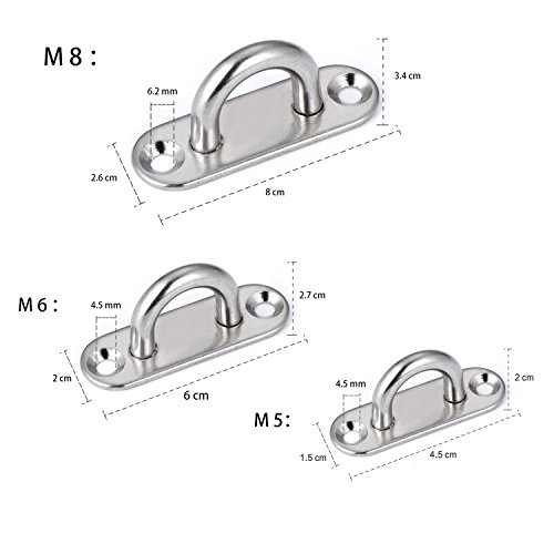 Tangger 6 Piezas Anclaje para Pared, Ganchos de Techo con 12 Tornillos de Acero Inoxidable de Techo o Pared Pared con Anillo para Entrenamiento de Suspensión(Tres tamaños)