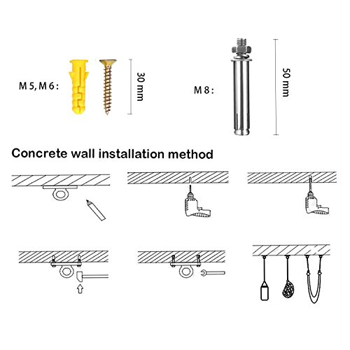 Tangger 6 Piezas Anclaje para Pared, Ganchos de Techo con 12 Tornillos de Acero Inoxidable de Techo o Pared Pared con Anillo para Entrenamiento de Suspensión(Tres tamaños)