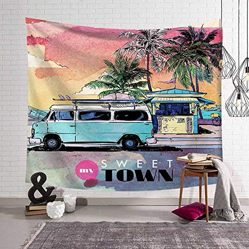 Tapiz de ciudad dulce Bohemia colgante de pared paisaje costero tapices de pared de palma de coco Tenture Murale mandala toalla de playa estera de yoga tapiz de fondo tela decorativa A1 150x200cm