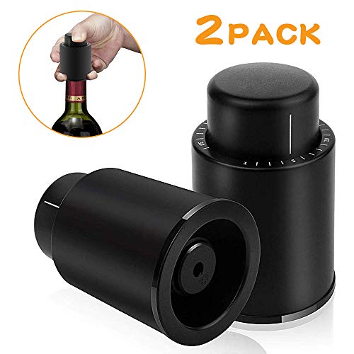 Tapones de Botella para Champán/vino, 2 Unidades, Tapón de Vacío con Marcador de Fecha, Reutilizables, Tapón de Botella de Vino, Bomba de Vacío de Corcho, el Mejor Regalo para Los Amantes del Vino