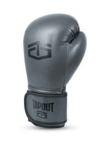 Tapout Guantes Boxeo Hombre Dura-Leather PU Training Sparring Classic (Gris, 12 oz)