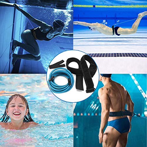 TATAFUN Cinturón de Natación Ajustable para Piscinas de Natación, Exteriores Cinturón de Resistencia para Natación, Cinturón de Entrenamiento de Natación (Azul)