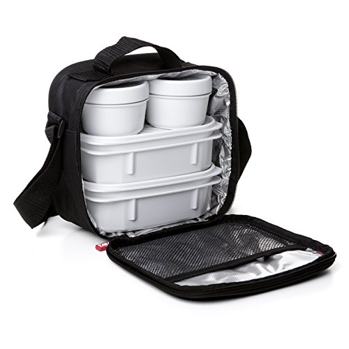 TATAY 1167500 Urban Food Casual - Bolsa térmica porta alimentos con 4 tapers herméticos incluidos, 3 litros de capacidad, Negro, 22.5 x 10 x 22 cm