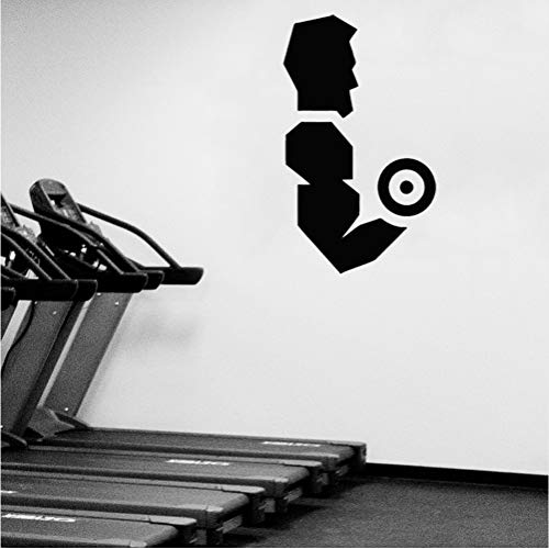 Tatuajes de pared Hombre Fuerte Culturismo Pegatinas de Pared Con Mancuernas Deportes Club de Fitness Cartel Gimnasio Moderno Extraíble Decoración Fresca 42 * 71 CM