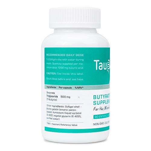 TauBiotic® de RedoxBox® - 90 cápsulas blandas gastroresistentes - Suplemento de Butirato (tributirina 500 mg), para la Microbiota