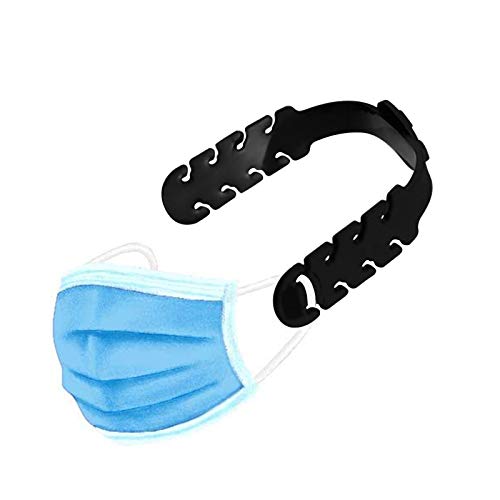 TBOC Salvaorejas Mascarillas Extensor Ajustable - [Pack 5 Piezas] Correa Antideslizante con Hebillas de Silicona [Negra] con Agarres para Sujetar Cuello Aliviar las Molestias Presión Cara Salva Orejas