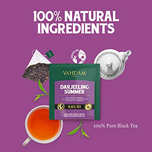 Té negro Darjeeling de Himalaya (30 bolsitas de té) | Cafeína Media, Té de Alta Energía | Bolsas de té Darjeeling sin mezclar puras, 100% certificadas, de India | Té Caliente, Helado o Kombucha