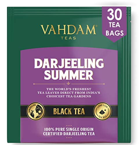 Té negro Darjeeling de Himalaya (30 bolsitas de té) | Cafeína Media, Té de Alta Energía | Bolsas de té Darjeeling sin mezclar puras, 100% certificadas, de India | Té Caliente, Helado o Kombucha