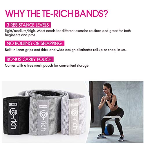 Te-Rich Bandas Elásticas para Fitness Banda de Resistencia Ideal para Pilates,Yoga,Rehabilitación,Entrenamiento de Fuerza y Flexibilidad,Quemar Grasa rápidamente,Moldear Piernas y Caderas