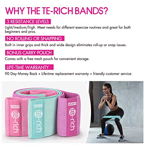 Te-Rich Bandas Elásticas para Fitness Banda de Resistencia Ideal para Pilates,Yoga,Rehabilitación,Entrenamiento de Fuerza y Flexibilidad,Quemar Grasa rápidamente,Moldear Piernas y Caderas