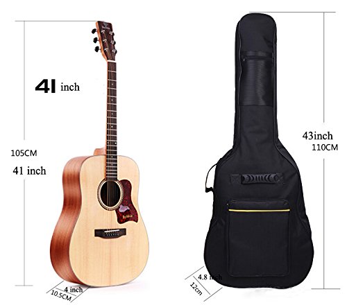 Tebery Funda para guitarra acústica con correa ajustable para el hombro de 104 cm - color negro