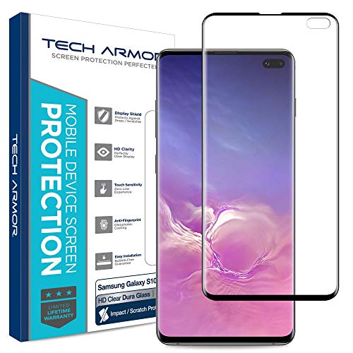 Tech Armor Dura Glass Screen Protector Designed for Samsung Galaxy S10 Plus - Case-Friendly, Hybrid Glass, Ultra-Thin, Scratch and Impact Protection with Easy Installation Tool - [1-Pack]
