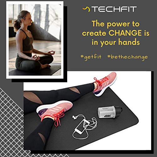 TechFit Esterilla Deporte Gruesa para Gimnasio en Casa – Esterilla Yoga Antideslizante para Ejercicio en Casa – Colchoneta Gimnasia Ideal para Ejercicios en el Suelo, Estiramientos, Abdómenes (Negro)