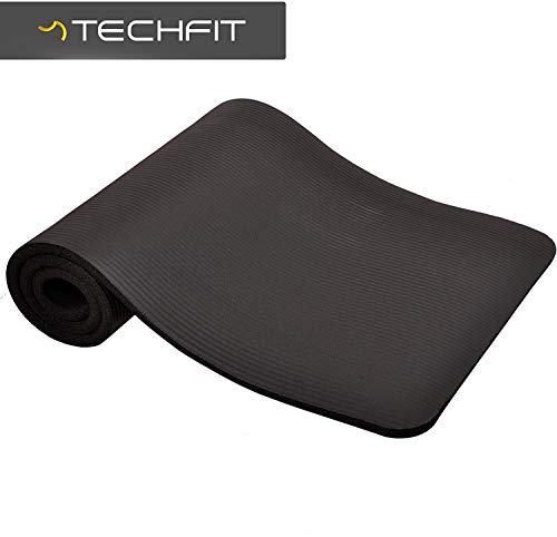 TechFit Esterilla Deporte Gruesa para Gimnasio en Casa – Esterilla Yoga Antideslizante para Ejercicio en Casa – Colchoneta Gimnasia Ideal para Ejercicios en el Suelo, Estiramientos, Abdómenes (Negro)