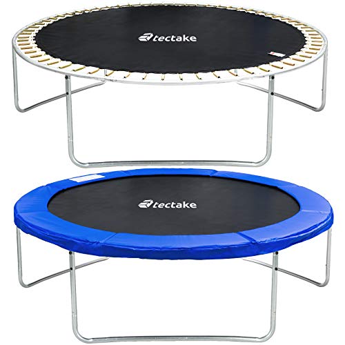 tectake 800789 Trampolín Cama Elástica de Jardín, Apertura Vertical, Exterior Patio Aire Libre, Juego Fitness Entretenimiento, Estructura de Acero, Escalera & Red de Seguridad -varios Tamaños (305 cm)