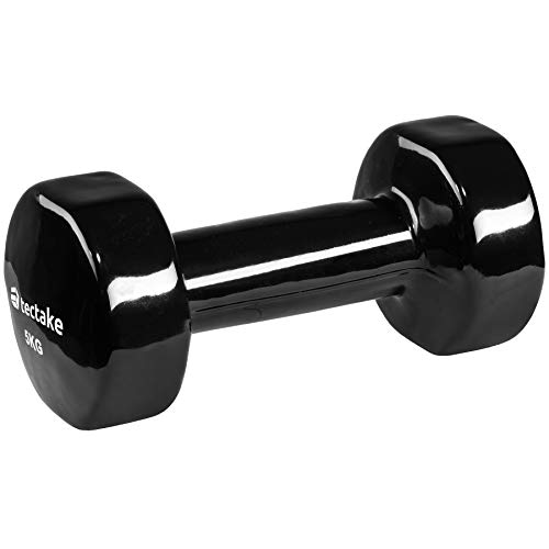 TecTake Conjunto de Mancuernas de Vinilo Pesas Aerobic | Superficie Antideslizante | Varios Modelos (5kg | Negro | no. 402362)